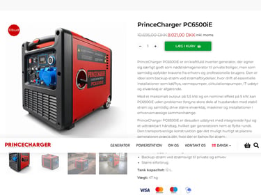 Nødstrøms/ generator virksomheden PrinceCharger sælges 