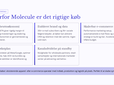 Molecule Clothing – e-commerce tøjbrand sælges (aktivitet/asset deal)