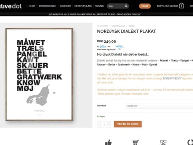 CreativeDot - Design webshop/salgsportal med eget brand - Omsætning ca. 130.000 kr. i 2018 (på standby)