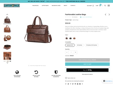 Laptoppals.com / Dropshipping webshop med omsætning & salg af computertasker