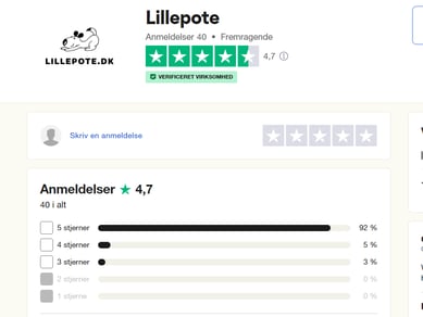 Webshop der sælger hundeartikler og med 4,7 stjerner