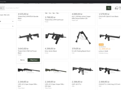 Webshop med salg af Airsoft, Outdoor og Milsim grej sælges