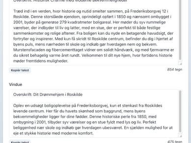 Boligtekst.ai - AI værktøj til ejendomsmæglere og tekstforfattere + templates til andre brancher