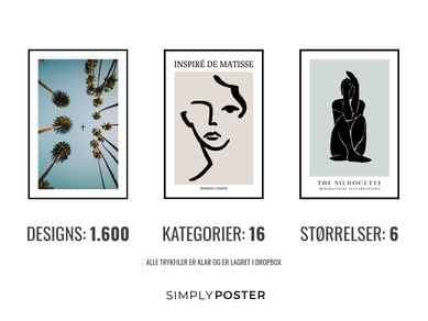 Velrenommeret SEO-stærk webshop m. 1.200 plakatdesigns til salg