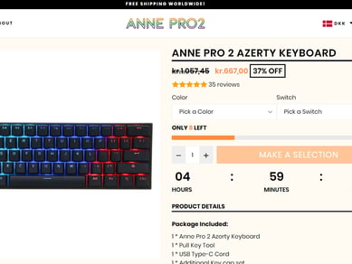 Annepro2.com - Dropshipping webshop med salg af mekaniske spil-tastaturer 