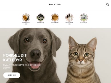 Webshop med salg af produkter til hunde og katte 