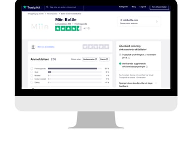 Miin Bottle - Ledende webshop af genanvendelige vandflasker - Samlet salg for 1.7 mio kr. med en Trustpilot rating på 4.7