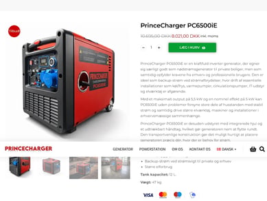 Nødstrøms/ generator virksomheden PrinceCharger sælges 
