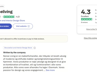 Klar-til-drift webshop med Trustpilot og Sociale Mediekanaler.