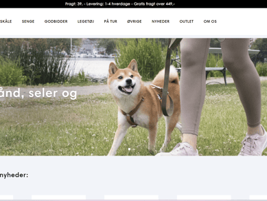 Webshop der sælger hundeartikler og med 4,7 stjerner