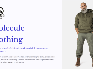 Molecule Clothing – e-commerce tøjbrand sælges (aktivitet/asset deal)