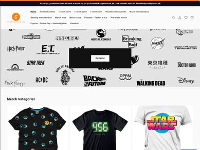 Flot merch webshop fra oktober 2021 med god organisk trafik sælges