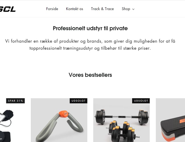 Køreklar fitness webshop med ekstern lager på lagerhotel. - Bruttoomsætning på 111.000 kr. siden start.