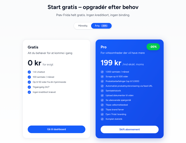 Frida - verdens nemmeste chatbot - LIVE på 5 minutter! Super attraktiv tech-startup. 467 pre-signups medfølger. Klar til DK og udland. Sælges KUN fordi min anden virksomhed er stukket helt af.