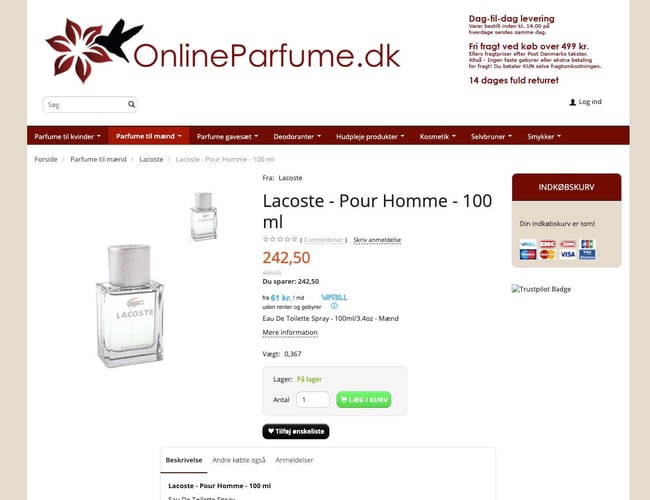 Kendt 11 år gammel parfumeshop med varelager for ca. 30.000 kr. i indkøb