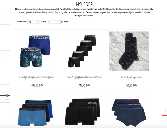 Velfungerende og flot produceret herreundertøjs webshop sælges.