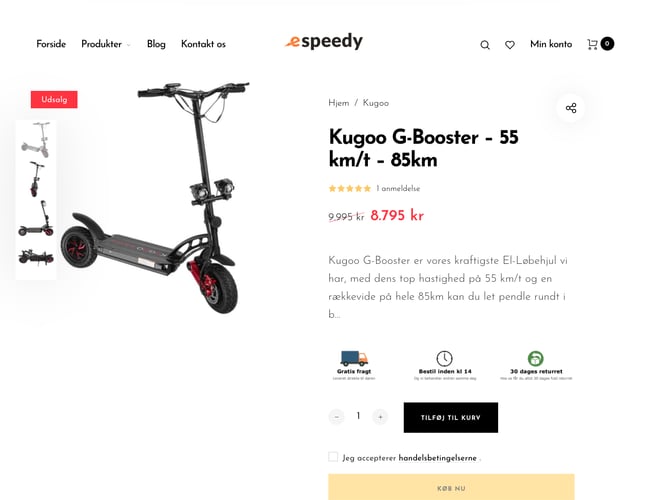 Komplet dropshipping webshop med el-løbehjul m.fl. - www.e-speedy.dk