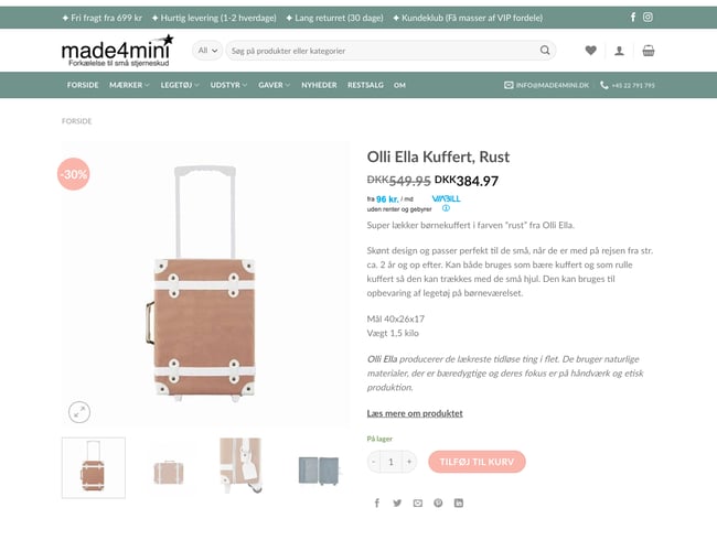 made4mini.dk - Veldrevet webshop med stort potentiale - Børnelegetøj, udstyr og gaver 