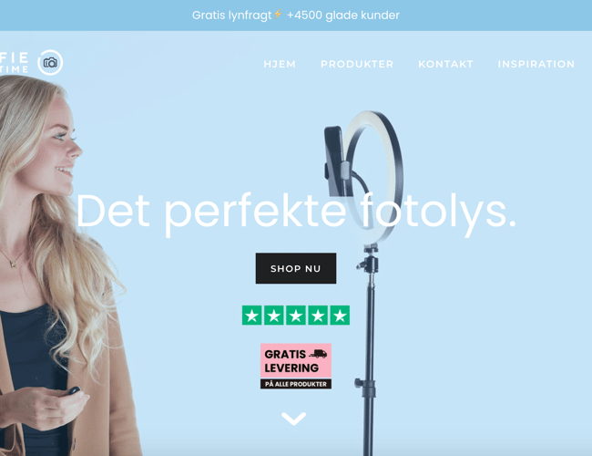 Førende webshops inden for salg af Ring Lights og lignende produkter i Danmark