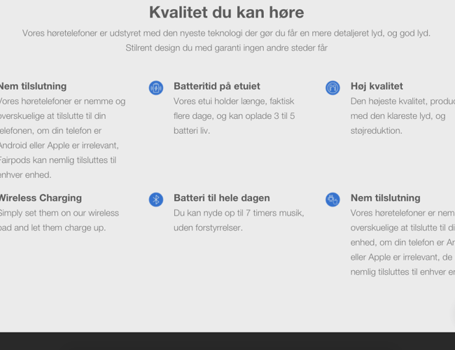 Unik dropshipping side med salg af branded høretelefoner. 