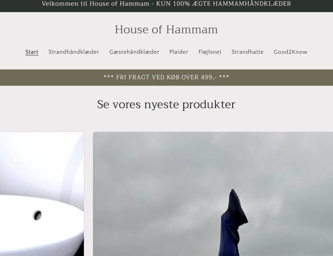 Ny pris - Veletableret webshop med stort lager af hammamhåndklæder