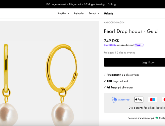 Webshop med salg af smykker til kvinder - Med omsætning - Eksklusivt og elegant design - Shopify