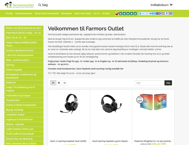 Webshop med god omsætning og salg af præmaturetøj og legetøj m.m.