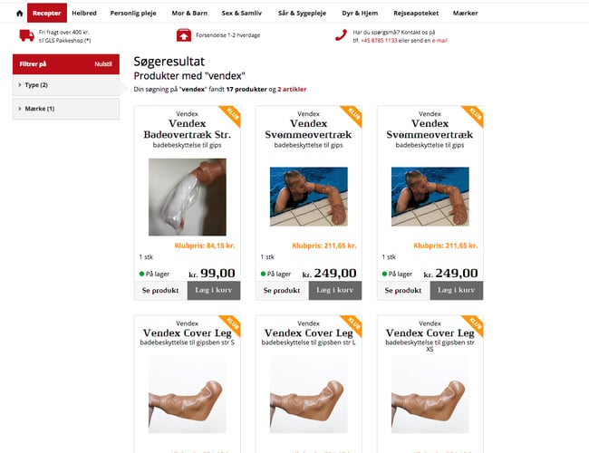 Vendex.dk - Produktionsvirksomhed med unikt produkt solgt i webapoteker - Dækningsgrad på ca. 85-90%