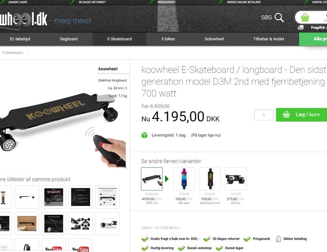 Freewheel.dk - Webshop med salg inden for el-løbehjul, Segway, m.fl.