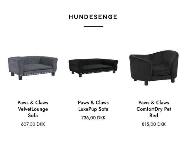 Webshop med salg af produkter til hunde og katte 