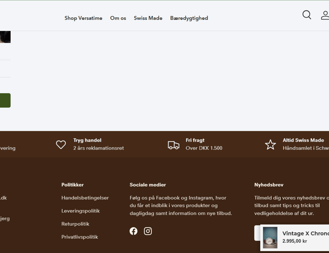 Salg af versatime.dk (Swiss Made private label ure)