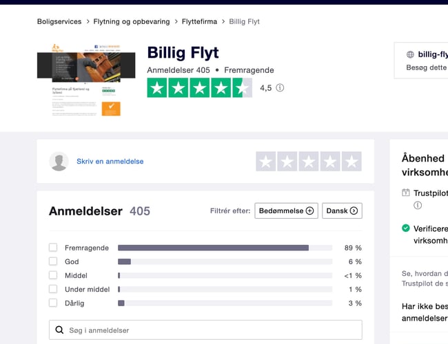 Flyttefirma igennem +10 år - Omsætning 1 mio kr. og overskud på 350-400.000 kr.
