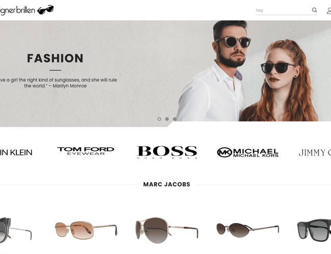 Super fed niche webshop med salg af designer solbriller