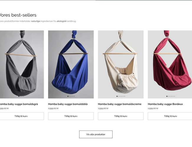 Babygyngen.dk - Webshop med slyngevugge -  med dropshipping leverandør!