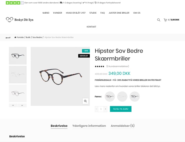 beskytditsyn.dk - Unik webshop med blå lys briller | Stort marked som er ved at boome 