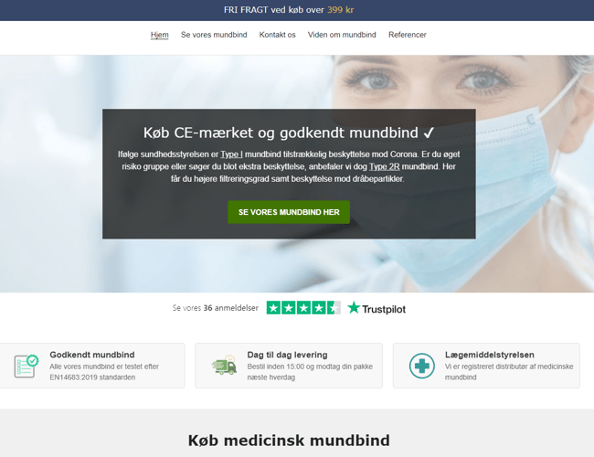 Mundbind webshop med omsætning og varelager - Nummer 1 på google organisk