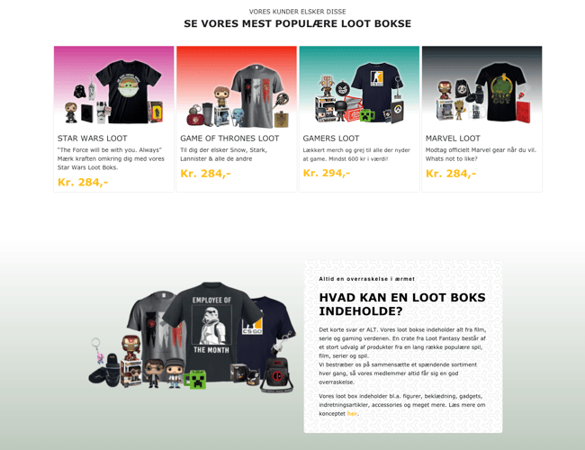 Abonnementsbaseret gaming & film merchandise webshop - First Mover i Danmark