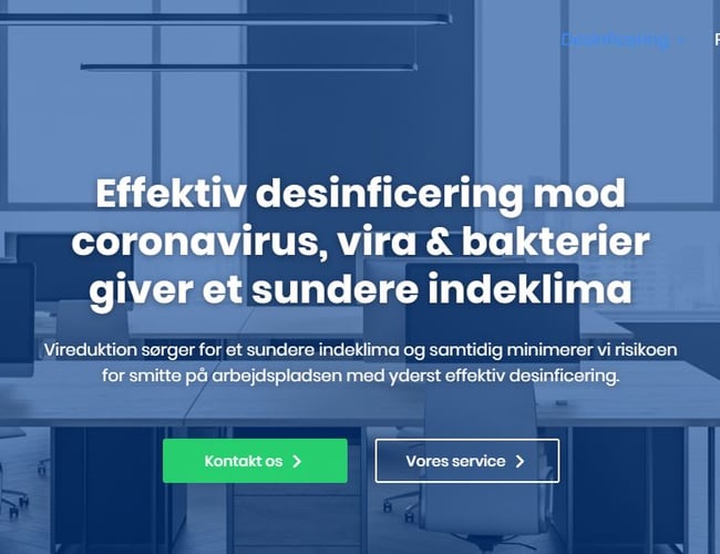 DESINFICERINGSSERVICE koncept klar til både B2B og B2C - www.vireduktion.dk