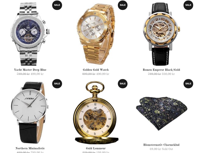Webshop med salg af ure og accessories med omsætning 