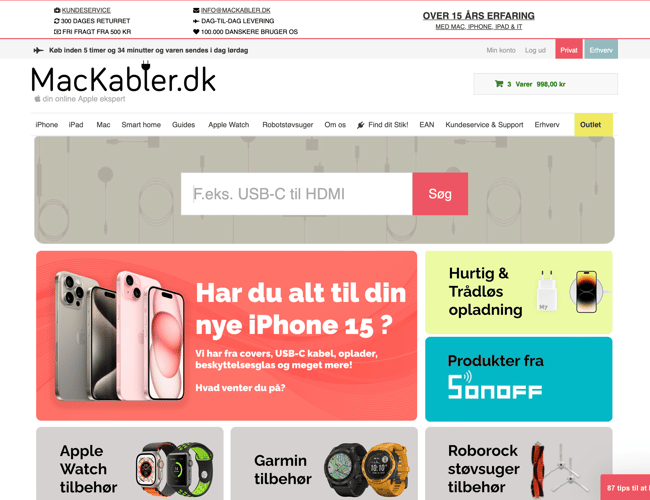 [MacKabler.dk] - 12 år gammel webshop med godt renommé og struktur
