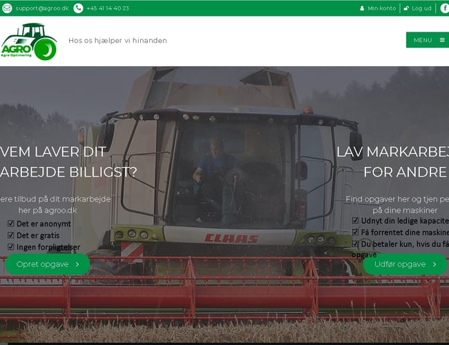 Agroo.dk - Færdigudviklet webplatform til licitationssalg af ydelser/produkter