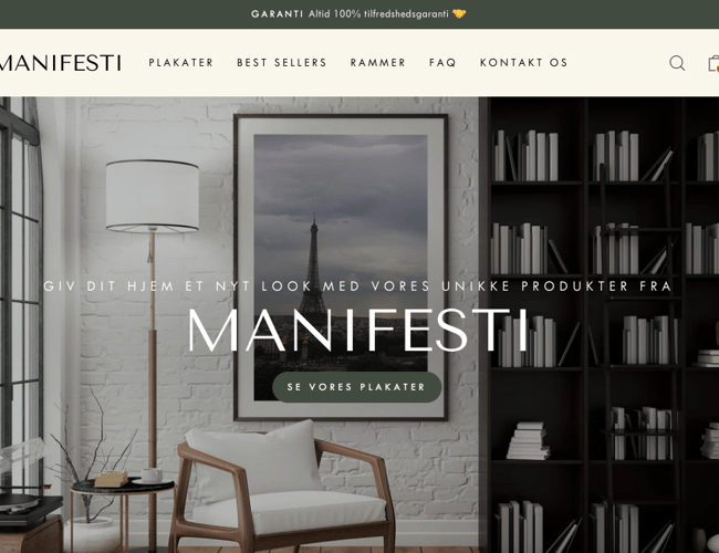 Unik Plakat-webshop med leverandør som pakker og sender.