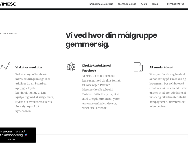 vimeso.dk - PaidSocial Bureau med aktive og stabile kunder - min. 650.000kr. / årligt.