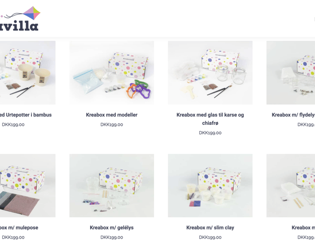 Webshop med kreakasser til børn - Produkter med en meget høj dækningsgrad.