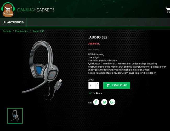 Gamingheadsets.dk - Webshop med salg af headset og et attraktivt domæne - Totalomsætning på 500.000 kr.