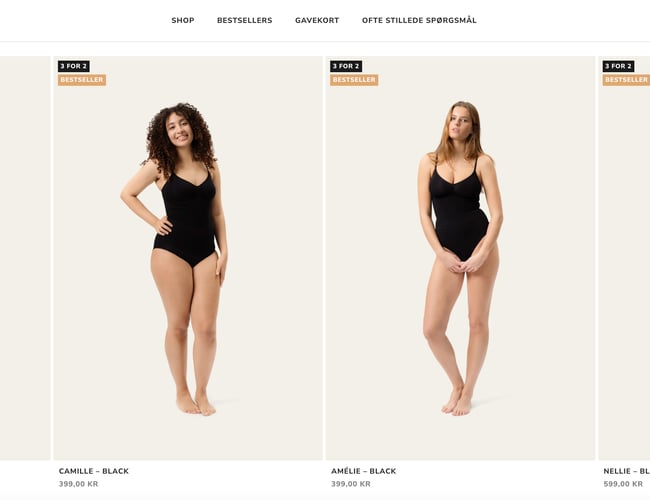 Shapewear webshop, fuld funktionel og automatiseret