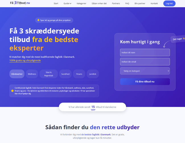 Få3Tilbud.nu – AI-drevet Leadgenereringsplatform (100% automatiseret)