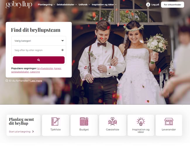 Kørerklar bryllupsplatform for kommende brudepar