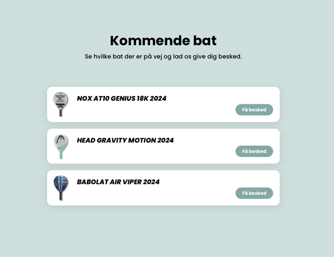 Padelbat.nu - vi hjælper forhandlere af padelbat til flere slag! Super lækker designet og 100% automatiseret platform, som sælger padelbat for forhandlere mod et mindre cut pr. salg.