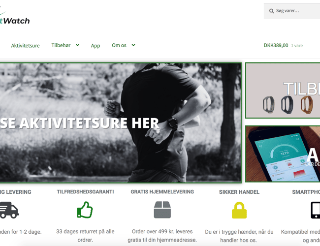 Køreklar webshop med salg af aktivitetsure